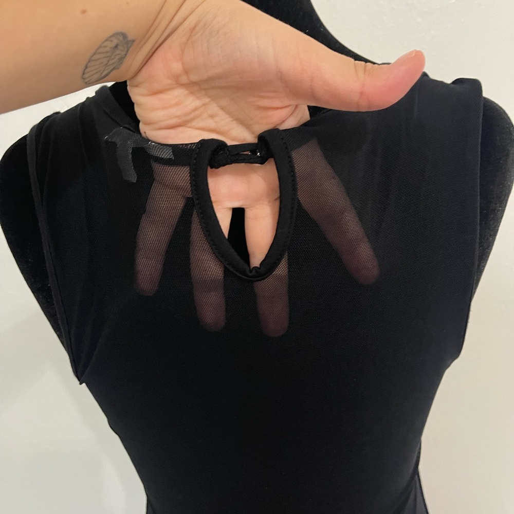 Hearts... Black Sleeveless Maxi Dress with Sheer Mesh Detail - S - Picture 6 of 8